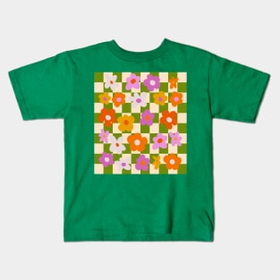 Retro Groovy Floral Kids T-Shirt